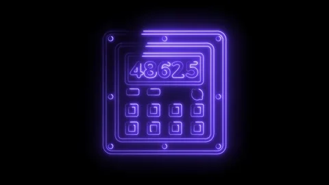 Neon lit counter with numerical display on black background adds futuristic Video stock 322995477