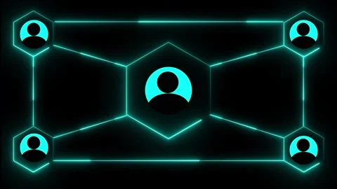 Neon-lit geometric structure with interconnected hexagonal and linear shape.. Stock Footage 337367764