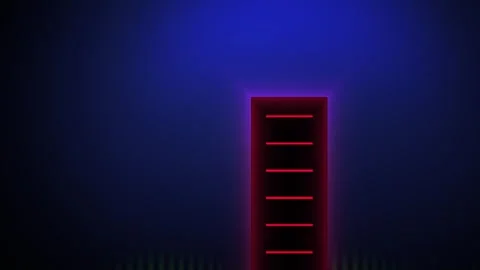 Neon lit rectangular object on dark blue background. Stock Footage 336252229