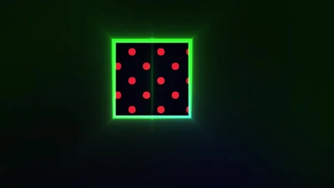 Neon lit square with red dots on black background changing colors. Stock Footage 337486510