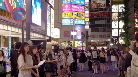 Neon-lit Streets Of The Kabukicho District Stock Footage 337389851