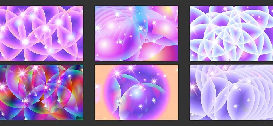 Neon lite 3d gradient color style with wavy style with in a set collection Иллюстрация