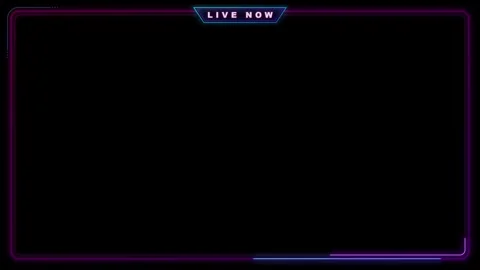Neon live now streaming overlay frame with glowing pink and blue animated b.. Vidéo 344855478