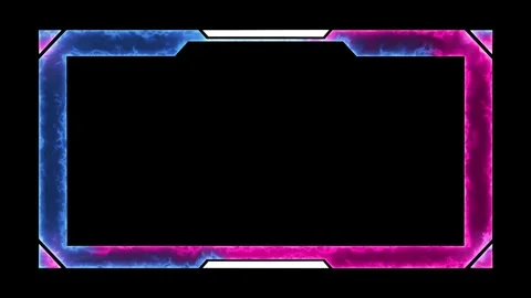 Neon live stream overlay frame with blue and pink glow animation on black Stock Footage 335763432