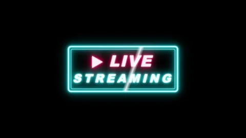 Neon live streaming sign glowing animation on black background, for digital.. Stock Footage 337555435