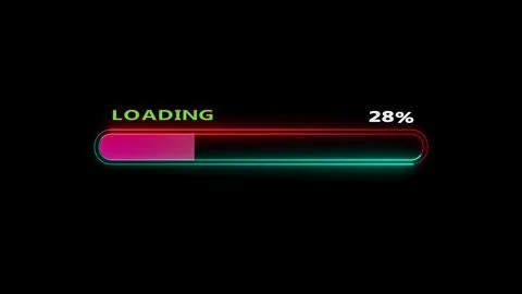 Neon loading bar displaying percentage Stock Illustration