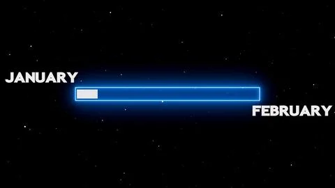 Neon loading bar progress January start Stock Illustration
