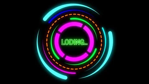 Neon loading circle wit colorful on a black background. Stock Illustration