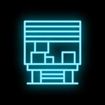 Neon loading dock with packages representing logistics and transportation Stock Illustration