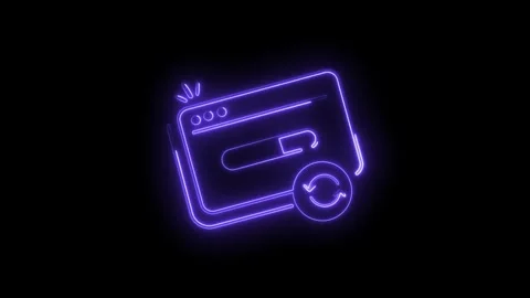 Neon loading icon with refresh symbol on black background modern tech animati Stock Footage 345919120