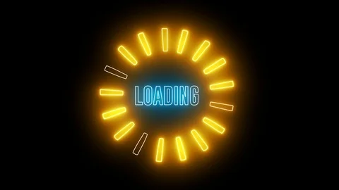 Neon loading round and colorful lights. text of "LOADING" Stock Footage 114016493
