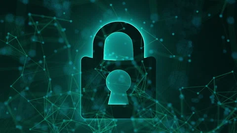 Neon lock with connection dots Video stock 317386041