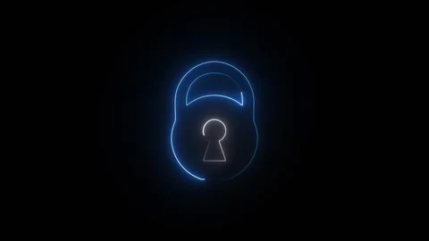 Neon Lock icon blue Stock Footage 319941479