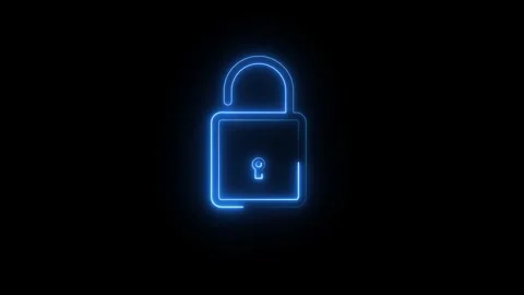 Neon lock icon Stock Footage 307387333