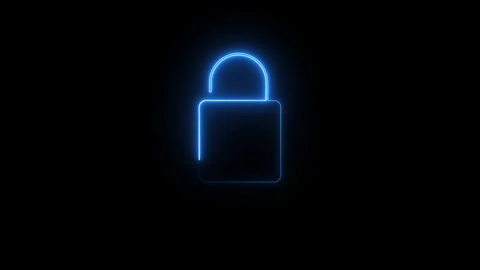 Neon lock icon Stock Footage 307387334
