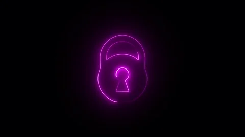 Neon lock Icon Magenta Stock Footage 319941508