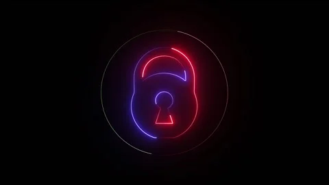 Neon lock Icon Red and Blue Stock Footage 319941506