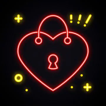 Neon lock sign. Light padlock symbol. Safety, secret, privacy, protection theme Stock Illustration