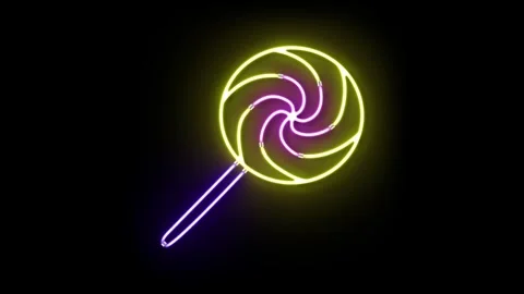 Neon lollipop on black background. Vidéo 318048822