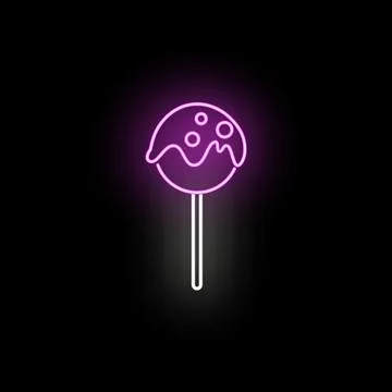 Neon lollipop displaying sweets icon and candy treat Ilustração Stock