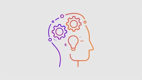 Neon Loop Animation of Creative Head with Gears and Light Bulb Vidéo 337661521