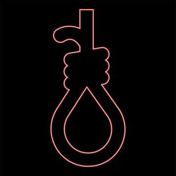 Neon loop for gallows hangman's noose Rope suicide lynching red color vecto.. 스톡 일러스트