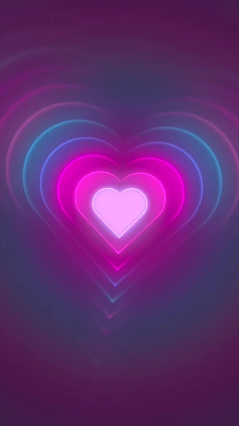 Neon Looping Heart Shaped Motion Vertical Background Stock Footage 264028388