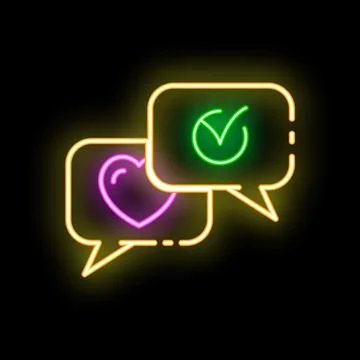 Neon love message being validated with check mark symbol Stock Illustration