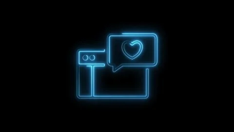 Neon love message notification glowing on website interface animated on bla.. Stock Footage 314542288