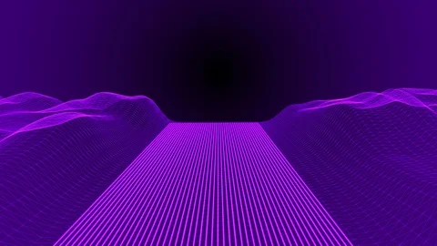 Neon Low Poly Geometric Landscape Digital Wave Futuristic Element Motion Video stock 111364788