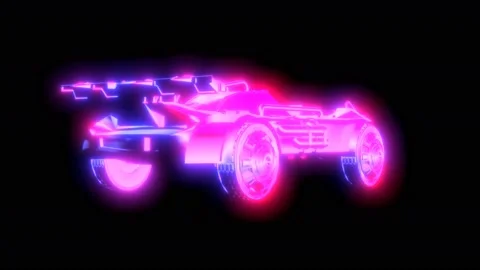 Neon low poly grid car animation. Seamless retro futuristic background. Stock Footage 98446359