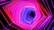 Neon Low Poly Grid Tunnel Animation. Seamless Retro Futuristic Background. Stock Footage