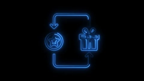Neon loyalty program flow animated graphic on black background 스톡 동영상 308194040