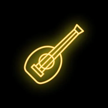Neon lute glowing on black background music icon 스톡 일러스트