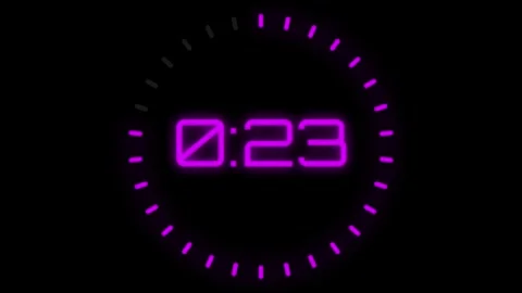 Neon Magenta 30 Second Countdown Timer on Black Background Stock Footage 332413806