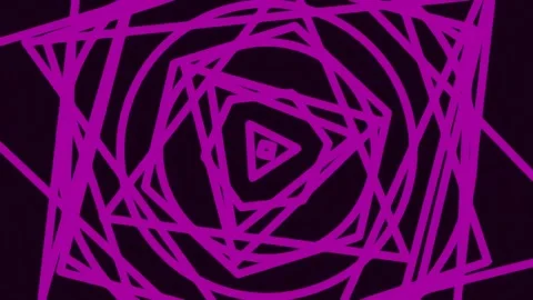 Neon magenta abstract hexagonal geometric pattern on black background Stock Footage 342206930