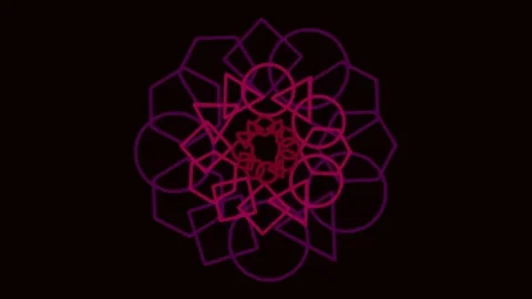 Neon Magenta Glowing Geometric Mandala Abstract Floral Background Pattern Stock Footage 342159853