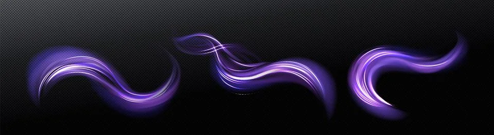 Neon magic swirl, wind effect purple twirl light Stock Illustration
