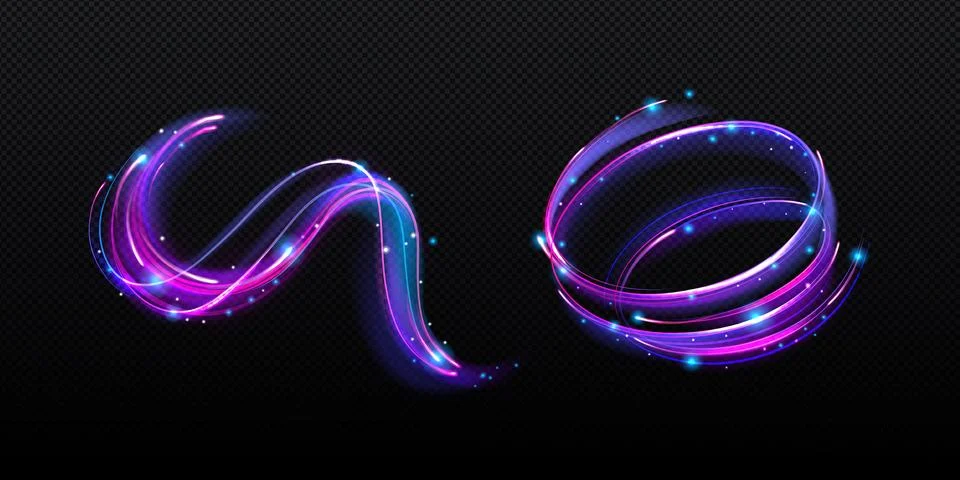 Neon magic swirl, wind effect purple twirl light Stock Illustration