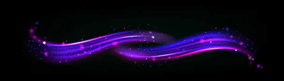 Neon magic wawes, wind effect purple twirl light Stock Illustration