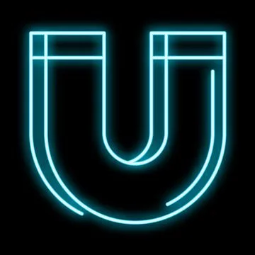 Neon magnet glowing science physics technology symbol Stock Illustration