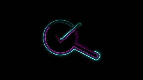 Neon magnifying glass icon with checkmark icon concept. Stock Footage 293482767