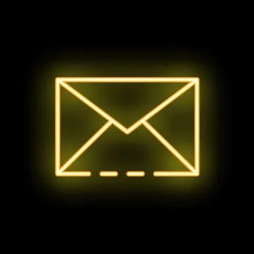 Neon mail envelope glowing on black background Stock Illustration