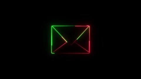 Neon mail envelope icon. Glowing neon email sign, Email message letter symb.. Stock Footage 307976245