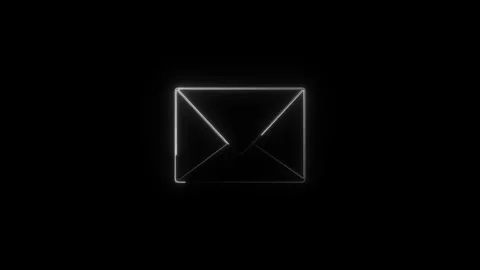 Neon mail envelope icon. Glowing neon email sign, Email message letter symb.. Stock Footage 307979033