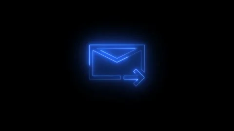 Neon mail forward icon blue glowing black background animation Vídeo Stock 279367065