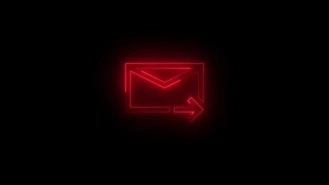 Neon mail forward icon red glowing black background animation Stock Footage 279367067