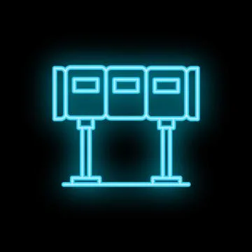 Neon mailboxes shining on black background Stock Illustration