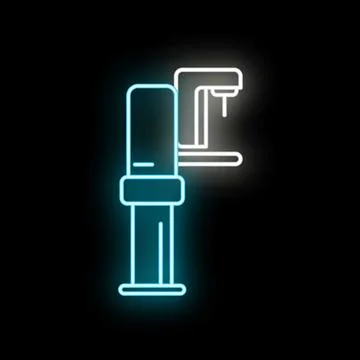 Neon mammography screening machine glowing medical outline イラスト素材
