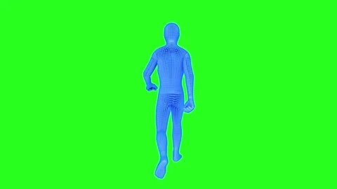 The neon man from the atomic grid slowly walks . Stock Footage 241079867